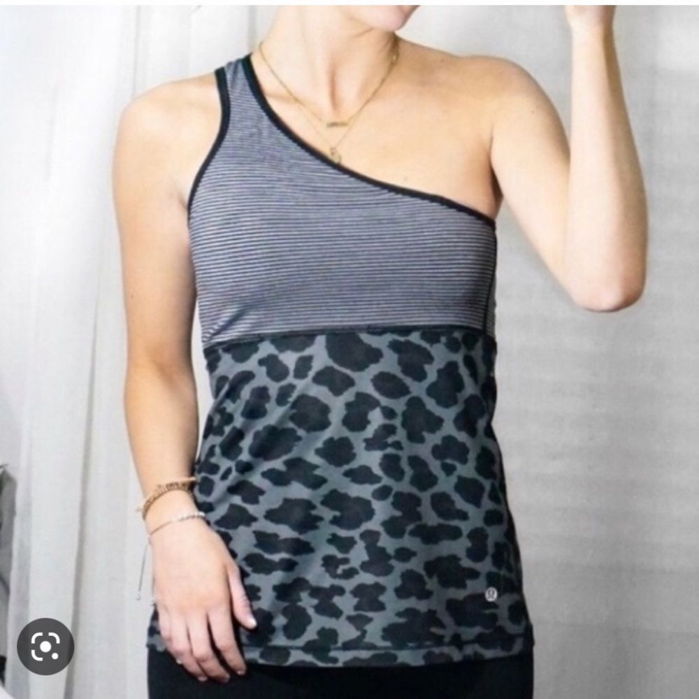 Lululemon Meshed Up One Shoulder Leopard Stripe Tank NO SIZE DOT